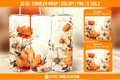 3D Flower Tumbler Wrap Designs , Sublimation Wrap Product Image 1
