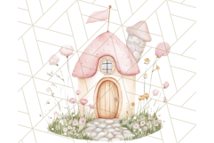Pastel Pink Fairy Garden Clipart, Enchanted Cottagecore Png Product Image 4