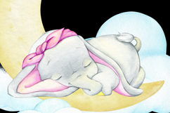 Watercolor Cute Pink Sleepy Animals Clipart, Baby Animal Product Image 4