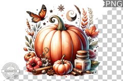 Pumpkin Flowers Sublimation - Clipart PNG Design Product Image 1