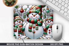 Snowman Mouse Pad Sublimation, Christmas Mouse Pad PNG Product Image 1