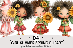 Girl Summer Spring Clipart png Watercolor png Product Image 1