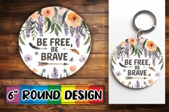Unique Round Keychain Sublimation PNG, Flower Quote Product Image 1