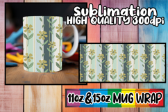 Perfect start sublimation 11oz 15oz mug wrap, Gold Flower Product Image 1