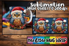 Winter Embroidered Owl Mug Wrap 11oz 15oz Christmas Product Image 1