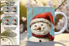 Holiday Snowman Wrap for Mug Christmas Design 11oz 15oz Product Image 1