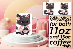 Floral Fantasy Cat Mug Wrap - Whimsical Spring Charm Product Image 1