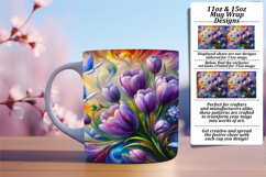 Sleek 11oz Png Mug Wrap Artwork , Flowers Product Image 1
