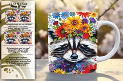 Sublimation Design: Raccoon &amp; Flower Mug Wrap Product Image 1
