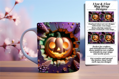 Elegant 11oz Mug Wrap Png Design , 3D Pumpkin Product Image 1