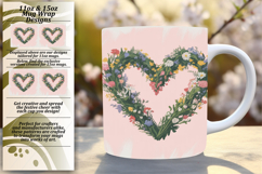 VIVID 15oz Mug Wrap PNG Template , Flowers Heart Product Image 1