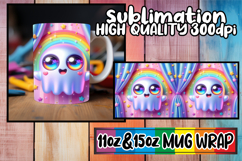 Luminous thoughts 11oz 15oz sublimation wrap, 3D Cute Ghost Product Image 1