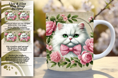 Vivid 15oz Mug Wrap Png Artwork , Cute Cat Product Image 1