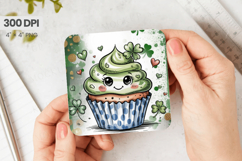 Cute Shamrock Cupcake Square Coaster PNG Sublimation Design Product Image 1