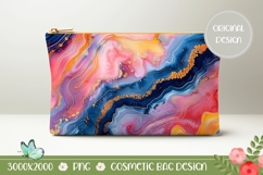 Abstract Cosmetic Bag Design, Colorful Marble Cosmetic Bag Product Image 1