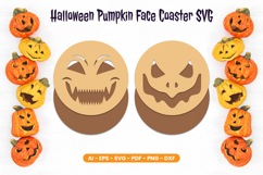 Halloween Pumpkin Face Coaster SVG | Laser Cut Product Image 2