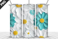 3D White Flowers Tumbler Wrap | Sublimation Design | Tumbler Product Image 1