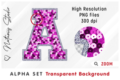 Pink Sequins Alpha Set. Letters Numbers Clipart. Product Image 4