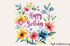 Birthday Watercolor Clipart PNG Product Image 1