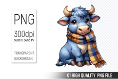 Cute Highland Cow, Animal Sublimation Clipart PNG Product Image 1