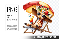 Summer Animals Clipart PNG Bundle, Watercolor Animals PNG Product Image 11