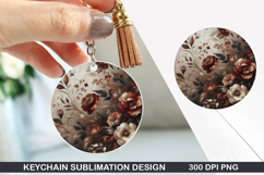 Flower Keychain Sublimation - Autumn Keychain PNG Design Product Image 1