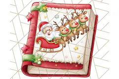 Santa Sleigh Ride Clipart PNG, Flying Reindeer Christmas Art Product Image 4