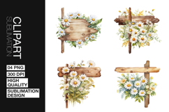 Rustic Floral Sign Clipart PNG Product Image 1