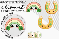 Whimsical Groovy St Patrick’s Day Clipart Watercolor png Product Image 1