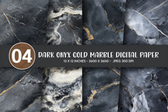 Dark Onyx Gold Marble Digital Paper Product Image 1