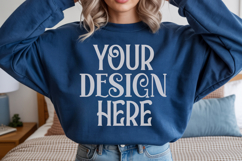 Navy Gildan 18000 Mockup, Sweatshirt Crewneck Mockups Product Image 1