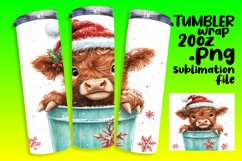 Festive Watercolor Christmas Cow Tumbler Wrap - 20oz Design Product Image 1