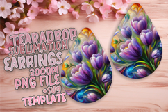 Artistic Teardrop Earrings Sublimation , Flowers Product Image 1