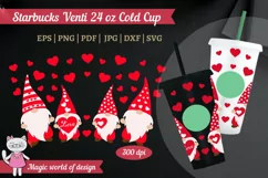Gnome & Heart SVG for tumbler Full Wrap Venti Cold Cup 24oz Product Image 1