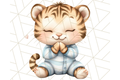 Praying Baby Animals in Pajamas Clipart, Sleepy Animal Png Product Image 4