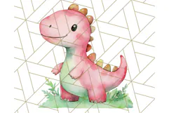 Watercolor Dinosaur and Rainbow PNG Clipart, Baby Nursery Product Image 4