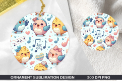 Cute Birds Stained Glass Ornament PNG, Digital Download File Product Image 1
