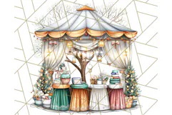 Cozy Christmas Market Stall Clipart PNG, Holiday Art Png Product Image 4
