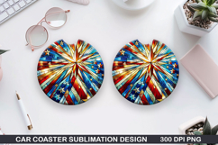 4th Of July Car Coaster Sublimation| 4th Of July Coaster PNG Product Image 1