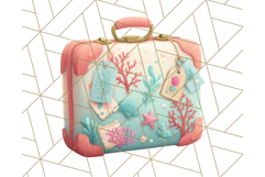 Coral and Aqua Summer Clipart PNG Pastel Tropical Icons Product Image 4