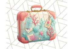 Coral and Aqua Summer Clipart PNG Pastel Tropical Icons Product Image 4