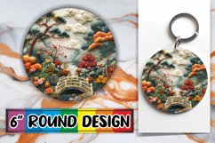 3D Beauty in Circle Kaychain Sublimation Spring Print PNG Product Image 1