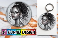 Whimsical Keychain Circle Sublimation, Afro Girl Product Image 1