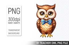 Teacher Owl Clipart PNG, Cute Owl, Digital Download File Product Image 1