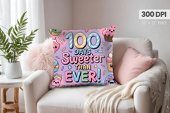 100 days of school Pillow Design, Teacher PNG Sublimation Product Image 1
