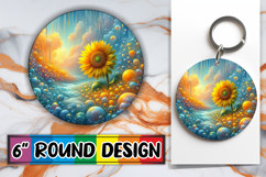 Joyful Circle Coasters Sublimation, 3D Flower Product Image 1