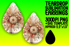 Vibrant Teardrop Earrings Template PNG , Autumn Flower Product Image 1