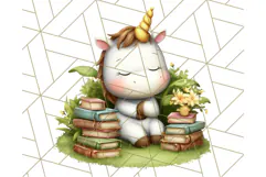 Magical Bookish Unicorn PNG Clipart Reading Books & Stories Product Image 4