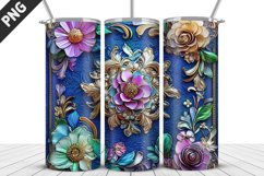 3D Flowers Tumbler Wrap | Sublimation Design | Tumble PNG Product Image 5