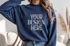 Gildan 18000 Navy Crewneck Sweatshirt Mockups,G180 Product Image 1